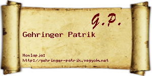 Gehringer Patrik névjegykártya